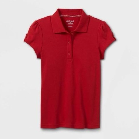 Girls' Short Sleeve Interlock Uniform Polo Shirt - Cat & Jack™ XL 14/16 junior - Picture 1 of 6